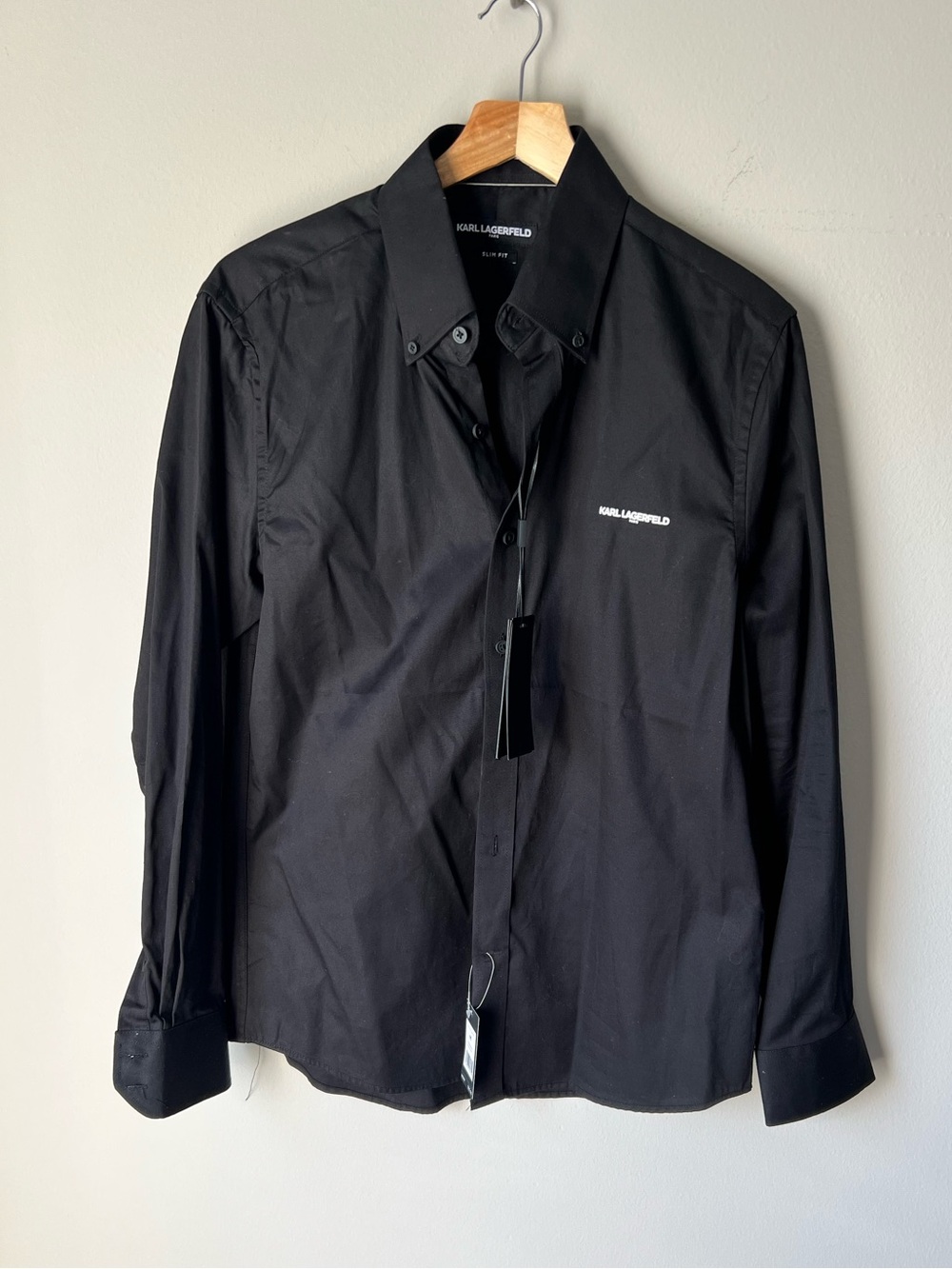 Karl Lagerfeld Men’s Black Button-Down Shirt Size M